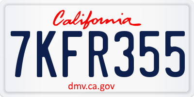 CA license plate 7KFR355