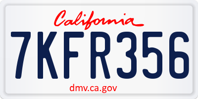 CA license plate 7KFR356