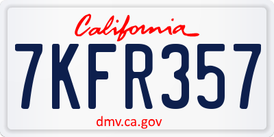 CA license plate 7KFR357