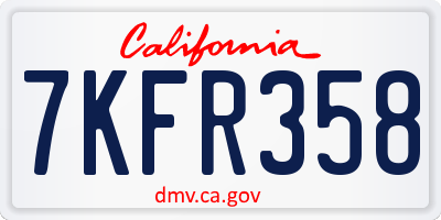 CA license plate 7KFR358