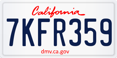 CA license plate 7KFR359