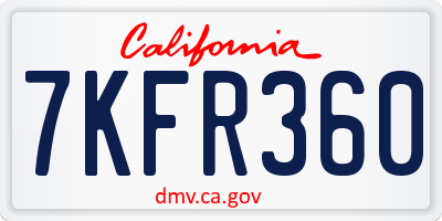 CA license plate 7KFR360