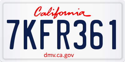 CA license plate 7KFR361