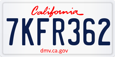 CA license plate 7KFR362