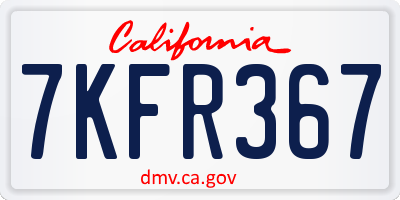CA license plate 7KFR367