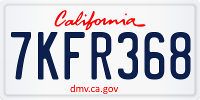 CA license plate 7KFR368