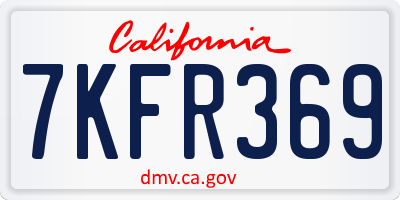 CA license plate 7KFR369