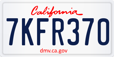 CA license plate 7KFR370