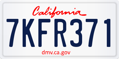CA license plate 7KFR371