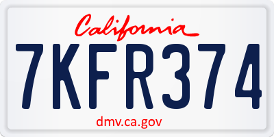CA license plate 7KFR374