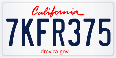 CA license plate 7KFR375