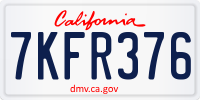 CA license plate 7KFR376