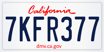CA license plate 7KFR377