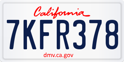 CA license plate 7KFR378
