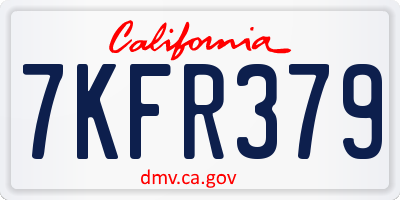 CA license plate 7KFR379