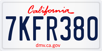 CA license plate 7KFR380