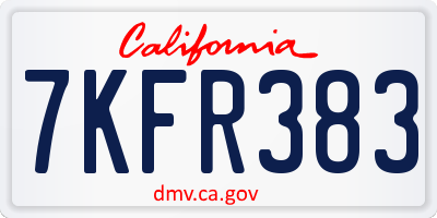 CA license plate 7KFR383