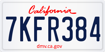 CA license plate 7KFR384