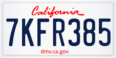 CA license plate 7KFR385