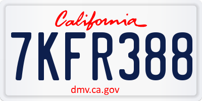 CA license plate 7KFR388