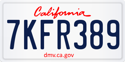 CA license plate 7KFR389