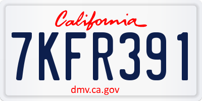 CA license plate 7KFR391