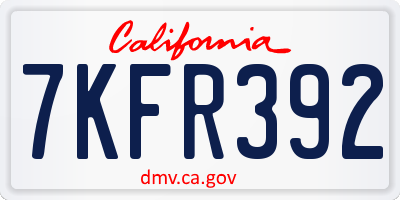 CA license plate 7KFR392