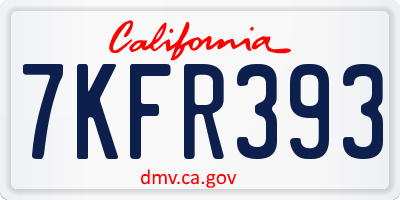 CA license plate 7KFR393