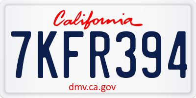 CA license plate 7KFR394