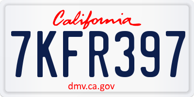 CA license plate 7KFR397