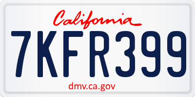 CA license plate 7KFR399