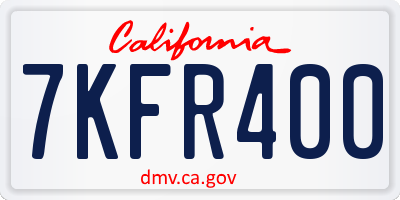 CA license plate 7KFR400