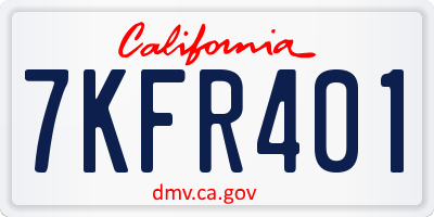 CA license plate 7KFR401