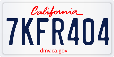 CA license plate 7KFR404