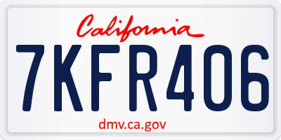 CA license plate 7KFR406