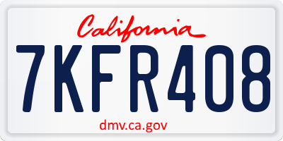CA license plate 7KFR408