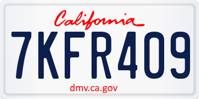 CA license plate 7KFR409