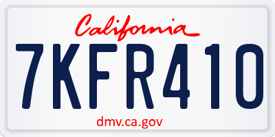 CA license plate 7KFR410