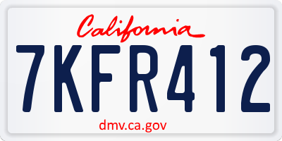CA license plate 7KFR412