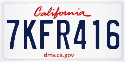 CA license plate 7KFR416