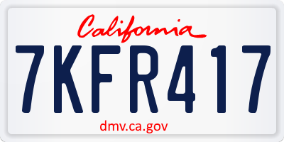 CA license plate 7KFR417