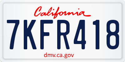 CA license plate 7KFR418