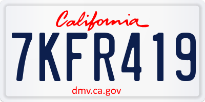 CA license plate 7KFR419
