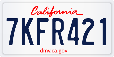 CA license plate 7KFR421