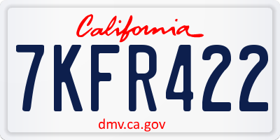 CA license plate 7KFR422
