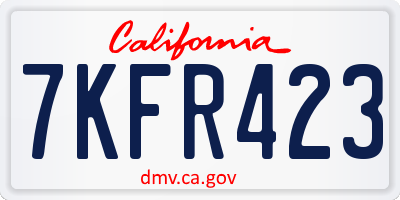 CA license plate 7KFR423