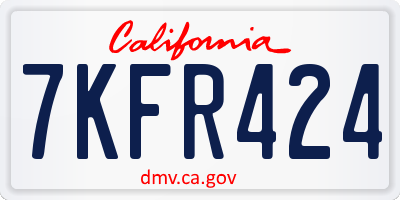 CA license plate 7KFR424