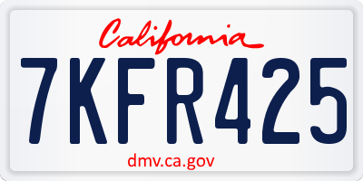 CA license plate 7KFR425