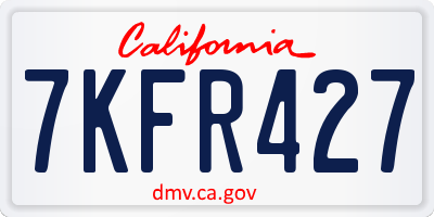 CA license plate 7KFR427