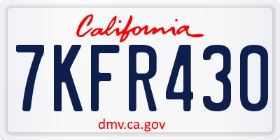 CA license plate 7KFR430